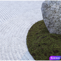 Japanese Zen Rock Garden 3D Model Vray