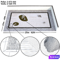 Japanese Zen Rock Garden 3D Model Vray