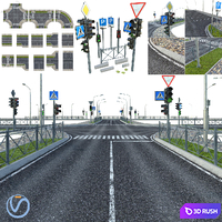 Sections of road 3D Model Vray