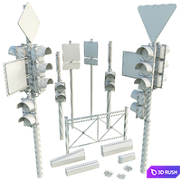 Sections of road 3D Model Vray