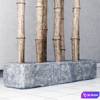 Bamboo old decor 3D Model Vray
