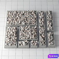 Pedestal stone pebble collection 3D Model Vray