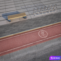 Bike path to the sidewalk 3D Model