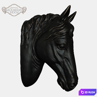 Large Black Horse Head Wall Sculpture 3D Model Vray