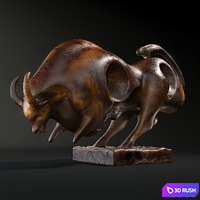 Modern Bronze Bull Sculpture 3D Model Vray