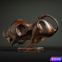 Modern Bronze Bull Sculpture 3D Model Vray