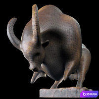 Modern Bronze Bull Sculpture 3D Model Vray