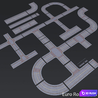 Euro Road set v1 (low poly) HD 3D Model Vray