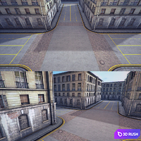 Euro Road set v1 (low poly) HD 3D Model Vray