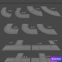 Euro Road set v1 (low poly) HD 3D Model Vray