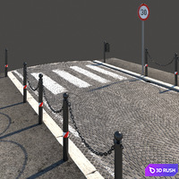 Cobblestone street 3D Model Corona