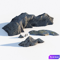 Coastal rock bundle 3D Model Vray