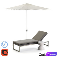 Dune Chaise Lounge with Sunbrella 3D Model Vray, Corona