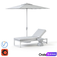 Dune Chaise Lounge with Sunbrella 3D Model Vray, Corona