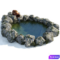 Decorative garden pond 3D Model Vray