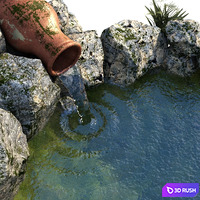 Decorative garden pond 3D Model Vray