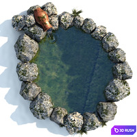 Decorative garden pond 3D Model Vray