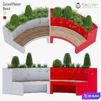 Curved planter bench one 3D Model Vray, Corona