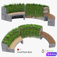 Curved planter bench two 3D Model Vray, Corona