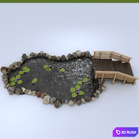 Garden Pond 3D Model Corona