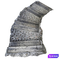 Stairs made of stone and wood for the landscape 3D Model Vray
