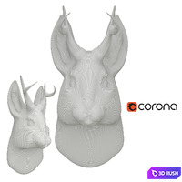 WhiteFauxTaxidermy Rabbit 3D Model Corona