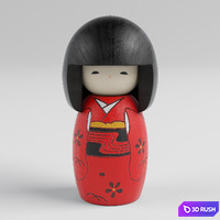 Kokeshi Doll 3D Model Vray