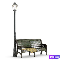 Bench. Lamp 3D Model Corona