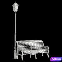 Bench. Lamp 3D Model Corona