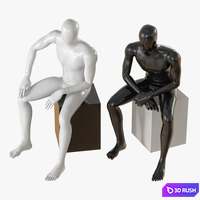 Faceless male mannequin 09 3D Model Vray