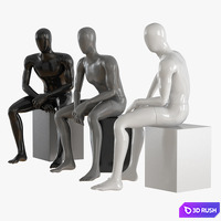 Three seated faceless mannequins 13 3D Model Vray