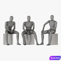 Three seated faceless mannequins 13 3D Model Vray