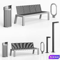 Street furniture set 3D Model
