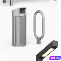 Street furniture set 3D Model Corona