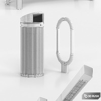 Street furniture set 3D Model Corona
