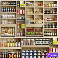 Rack with spices, alcohol and pastries in the supermarket 3D Model Corona