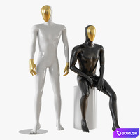 Abstract male mannequin gold face 23 3D Model Vray