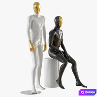 Abstract male mannequin gold face 23 3D Model Vray