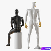 Abstract male mannequin gold face 23 3D Model Vray