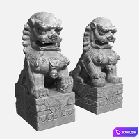 Buddhas Lions 3D Model Corona