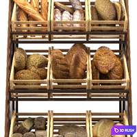 Rack with bread 3D Model Vray, Corona