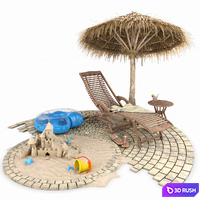 Summer Beach and Pool Set 3D Model Corona