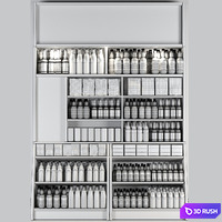 Large shelf in the supermarket with beer and cider 3D Model Vray, Corona