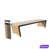Bench with urn 3D Model Corona