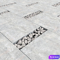 Paving title pebble / Paving slabs with pebbles 3D Model Vray