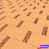 Paving title pebble / Paving slabs with pebbles 3D Model Vray