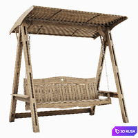 Garden swing made of wood 3D Model Vray, Corona