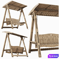 Garden swing made of wood 3D Model Vray, Corona