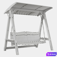 Garden swing made of wood 3D Model Vray, Corona