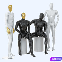 Four abstract male mannequins 32 3D Model Vray